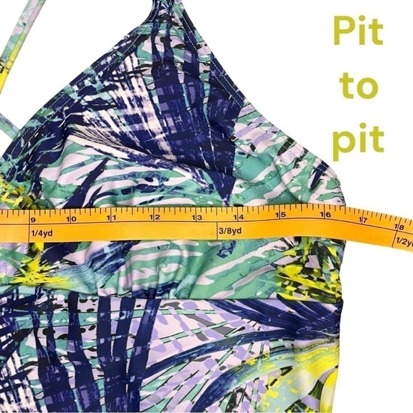 Set of 2: Tropical Palm Print One-Piece Swimsuit & Sea Turtle Chiffon Wrap - Picture 4 of 14